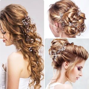 Rose Gold Extra Long Pearl & Crystal Beads Hair Vine for Wedding